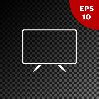 Beyaz Akıllı TV simgesi, şeffaf koyu arkaplanda izole edildi. Televizyon tabelası. Vektör İllüstrasyonu