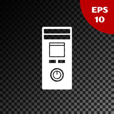 Saydam koyu arka planda yalıtılmış Beyaz Akıllı ev simgesi. Uzaktan kumanda. Vektör İllüstrasyonu