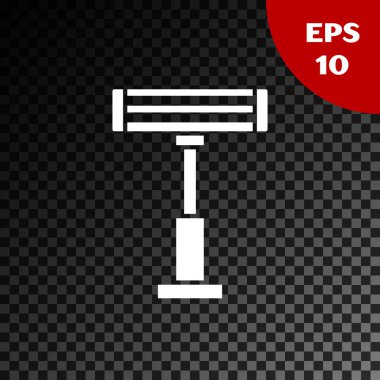 Beyaz Elektrikli ısıtıcı simgesi, şeffaf koyu arkaplanda izole edildi. Uzaktan kumandalı kızıl ötesi ısıtıcı. Klima kontrolü. Vektör İllüstrasyonu