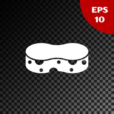 Beyaz Sünger simgesi, şeffaf koyu arkaplanda izole edildi. Bulaşık yıkamak için bir tutam Bast. Temizlik hizmeti konsepti. Vektör İllüstrasyonu