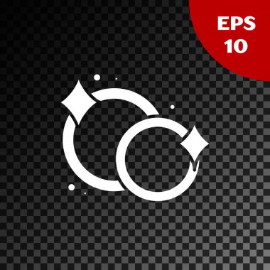 Beyaz Bulaşık Simgesi, şeffaf koyu arkaplanda izole edilmiş. Bulaşık yıkama ikonu. Bulaşık makinesi tabelası. Masa takımı tabelası temiz. Vektör İllüstrasyonu