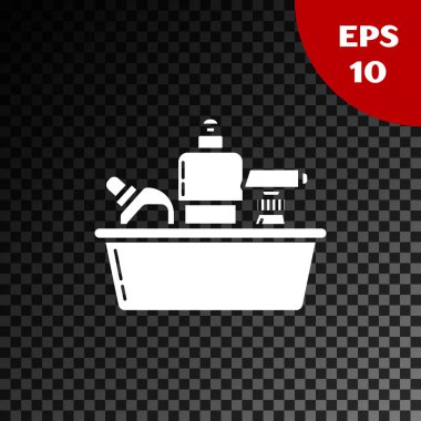 Çamaşır deterjanı, çamaşır suyu, bulaşık deterjanı ya da şeffaf koyu arkaplanda izole edilmiş başka bir temizlik maddesi için beyaz plastik şişeler. Vektör İllüstrasyonu