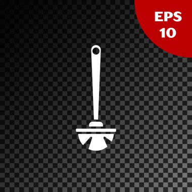 Beyaz tuvalet fırçası simgesi şeffaf koyu arkaplanda izole edildi. Vektör İllüstrasyonu