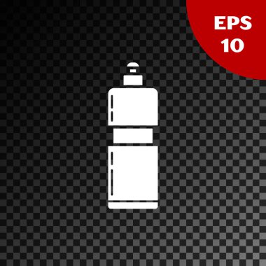 Çamaşır deterjanı, çamaşır suyu, bulaşık deterjanı ya da şeffaf koyu arkaplanda izole edilmiş başka bir temizlik maddesi için beyaz plastik şişe. Vektör İllüstrasyonu