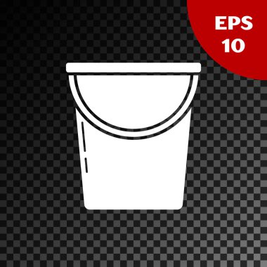 Beyaz Kova simgesi, şeffaf koyu arkaplanda izole edildi. Vektör İllüstrasyonu