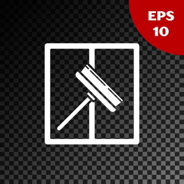 Şeffaf koyu arkaplanda izole edilmiş pencere simgesi için kauçuk temizleme hizmeti. Silecek, kazıyıcı, silecek. Vektör İllüstrasyonu