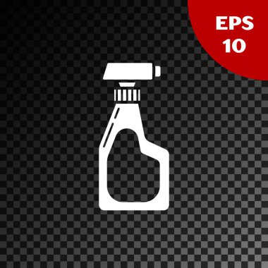 Şeffaf koyu arkaplanda izole edilmiş deterjan likörü olan beyaz temizlik spreyi şişesi. Vektör İllüstrasyonu