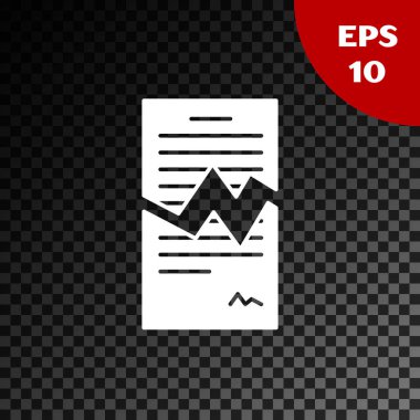 Beyaz Yırtık kontrat simgesi, şeffaf karanlık arka planda izole edilmiş. Dosya simgesi. Kontrol listesi simgesi. İş konsepti. Vektör İllüstrasyonu