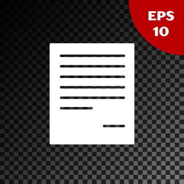 Beyaz Belge simgesi şeffaf koyu arka planda yalıtılmış. Dosya simgesi. Kontrol listesi simgesi. İş konsepti. Vektör Illustration