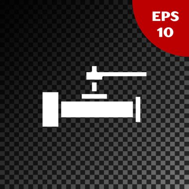 Beyaz Endüstri metalik borular ve şeffaf karanlık arka planda izole edilmiş kapakçık simgesi. Vektör İllüstrasyonu