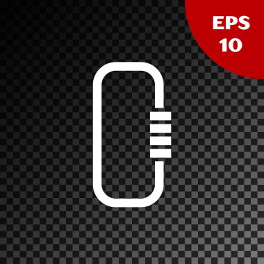 Beyaz Karabina simgesi şeffaf koyu arkaplanda izole edildi. Olağanüstü bir spor. Spor malzemeleri. Vektör İllüstrasyonu