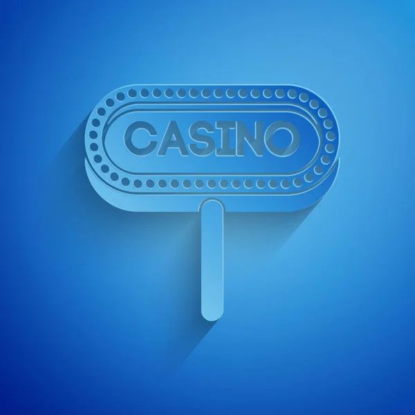 Papel cortado ícone de tabuleta Casino isolado no fundo azul. Estilo de arte de papel. Ilustração vetorial — Vetor de Stock