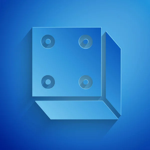 Χαρτί περικοπή εικονίδιο ζάρια παιχνίδι απομονώνονται σε μπλε φόντο. Τζόγος. Στυλ χάρτινης τέχνης. Εικονογράφηση διανύσματος — Διανυσματικό Αρχείο
