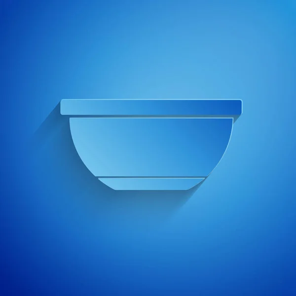 Paper cut Bowl icon isolated on blue background. Paper art style. Vector Illustration — ストックベクタ