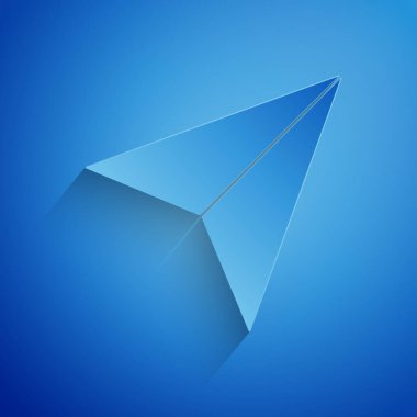 Kağıt kesiği uçak ikonu mavi arka planda izole edilmiş. Kağıt sanatı tarzı. Vektör İllüstrasyonu