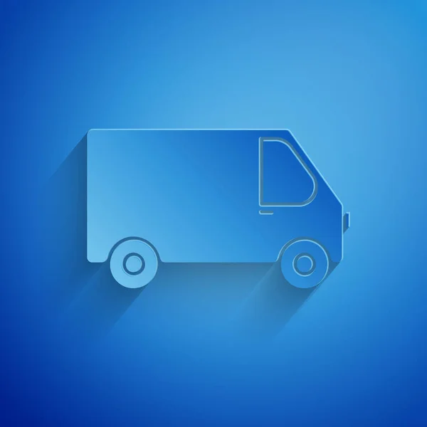 Paper cut Ikon truk kargo pengiriman terisolasi dengan latar belakang biru. Gaya seni kertas. Ilustrasi Vektor - Stok Vektor