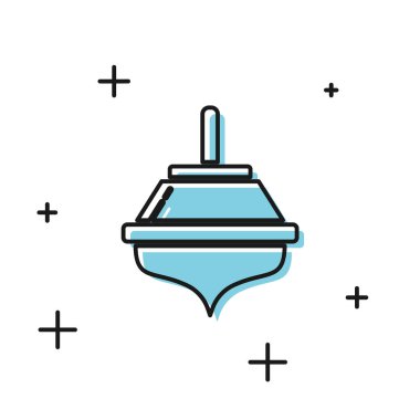 Siyah Hanuka dreidel simgesi beyaz arka plan üzerinde izole. Vektör İllüstrasyonu