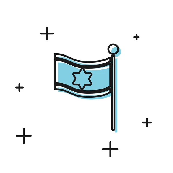 Μαύρη σημαία του Ισραήλ εικονίδιο απομονώνεται σε λευκό φόντο. Εθνικό Πατριωτικό σύμβολο. Απεικόνιση διανυσματικών φορέων — Διανυσματικό Αρχείο