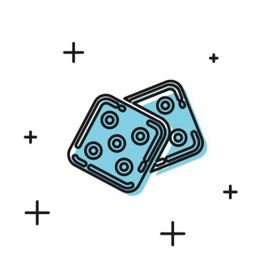 Siyah Oyun zar simgesi beyaz arka plan üzerinde izole. Kumarhane kumarı. Vektör İllüstrasyonu