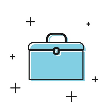 Siyah Evrak Çantası simgesi beyaz arka planda yalıtılmış. İş davası işareti. İş portföyü. Vektör İllüstrasyonu