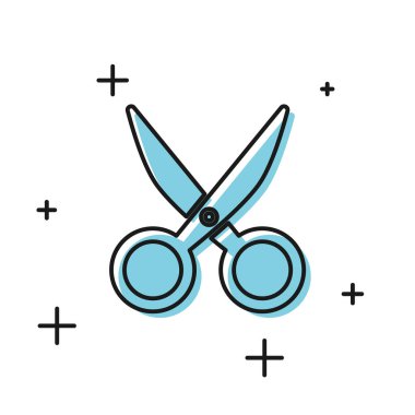 Beyaz arkaplanda siyah makas simgesi izole edildi. Alet kesme işareti. Vektör İllüstrasyonu