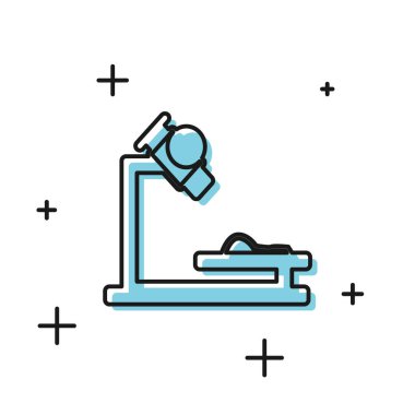 Siyah Mikroskop simgesi beyaz arka plan üzerinde izole. Kimya, farmasötik alet, mikrobiyoloji büyüteç aracı. Vektör İllüstrasyonu