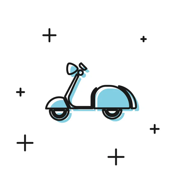 Ícone de scooter preto isolado no fundo branco. Ilustração vetorial —  Vetores de Stock