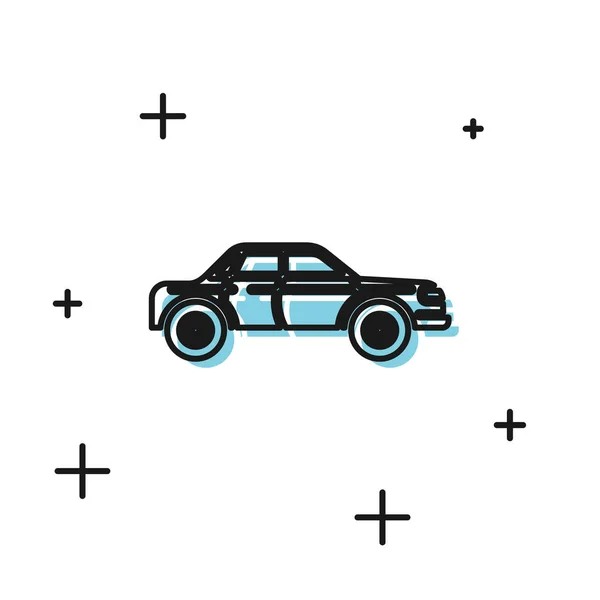 黑色轿车汽车图标隔离在白色背景上。矢量插图 — 图库矢量图片