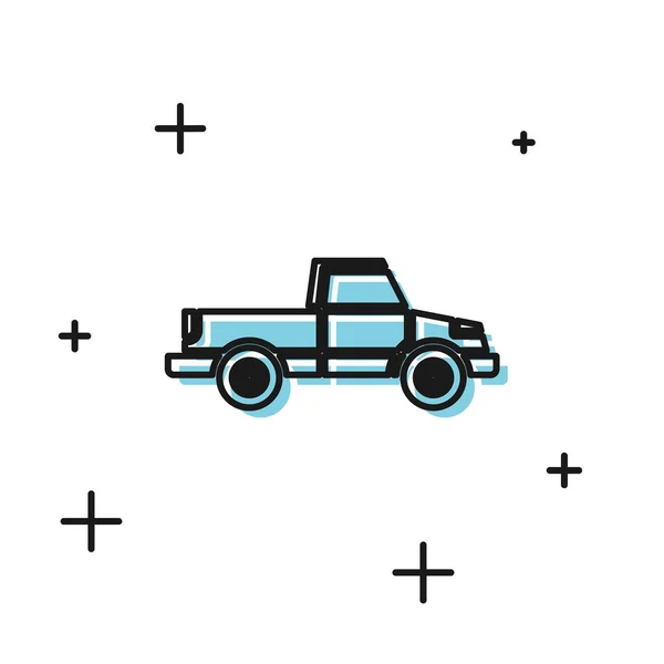 Black Pickup truck icon isolated on white background. Vector Illustration — Stock Vector