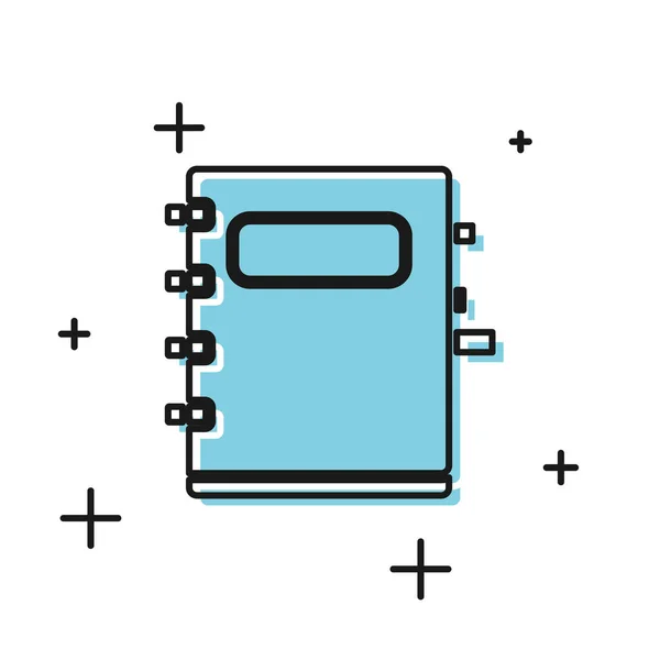 Svart anteckningsbok ikon isolerad på vit bakgrund. Spiral anteckningsblock ikon. Skolans anteckningsbok. Skrivblocket. Dagbok för skolan. Vektor illustration — Stock vektor