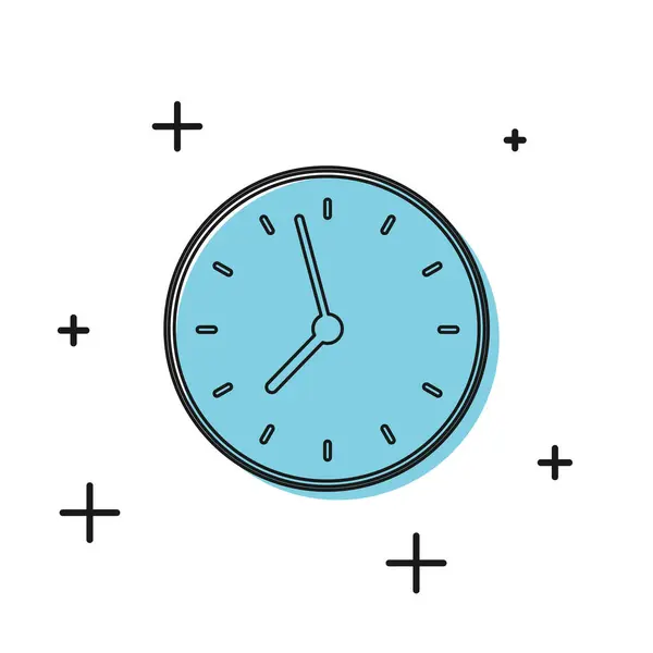 Ikona černé hodiny je izolována na bílém pozadí. Symbol času. Vektorová ilustrace — Stockový vektor