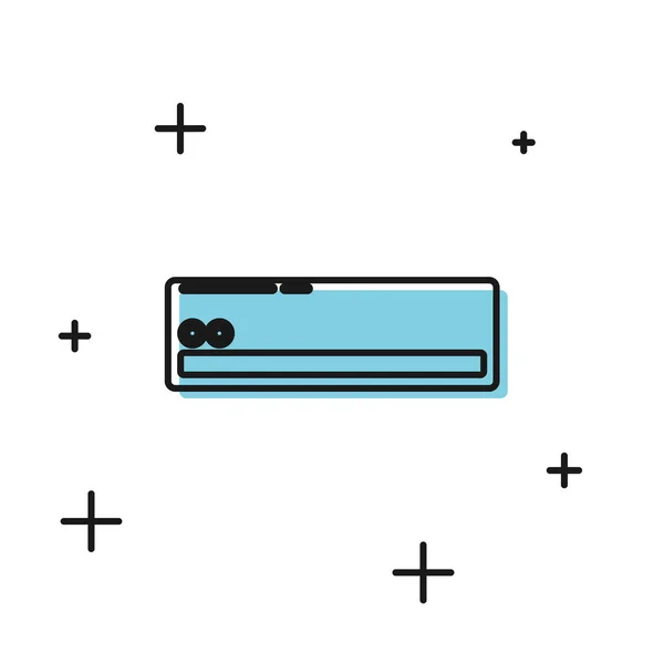 Icono del acondicionador de aire negro aislado sobre fondo blanco. Sistema Split de aire acondicionado. Sistema de control de clima frío y frío. Ilustración vectorial — Vector de stock