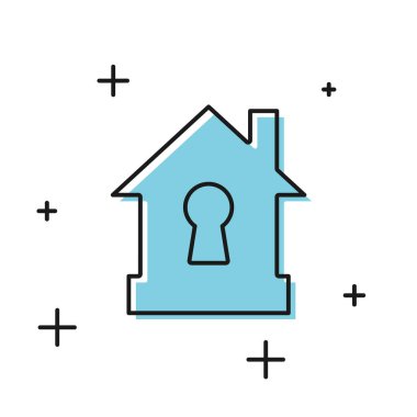 Siyah Ev koruma simgesi altında beyaz arka plan üzerinde izole. Koruma, güvenlik, güvenlik, koruma, savunma konsepti. Vektör İllüstrasyonu