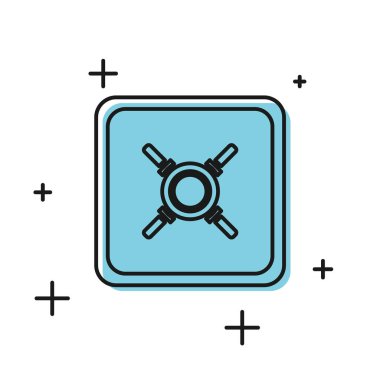 Beyaz arka planda yalıtılmış Siyah Güvenli simgesi. Kapı kasası, kombine kilidi olan bir banka kasası. Güvenilir veri koruması. Vektör İllüstrasyonu