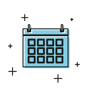 Beyaz arka planda yalıtılmış Siyah Takvim simgesi. Olay hatırlatıcı sembolü. Vektör İllüstrasyonu