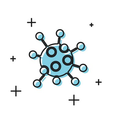 Siyah bakteri simgesi beyaz arka planda izole. Bakteriler ve mikroplar, mikroorganizma hastalığı neden, hücre kanseri, mikrop, virüs, mantar. Vektör Illustration