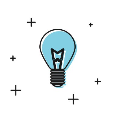 Beyaz arka planda izole fikir simgesi kavramı ile Siyah Ampul. Enerji ve fikir sembolü. İlham kavramı. Vektör İllüstrasyonu