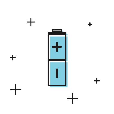 Beyaz arka planda yalıtılmış Siyah Pil simgesi. Yıldırım sembolü. Vektör İllüstrasyonu