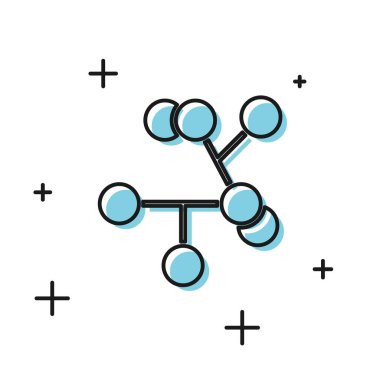 Beyaz arkaplanda siyah molekül simgesi izole edildi. Kimya moleküllerinin yapısı, fen öğretmenlerinin yenilikçi eğitim posteri. Vektör İllüstrasyonu