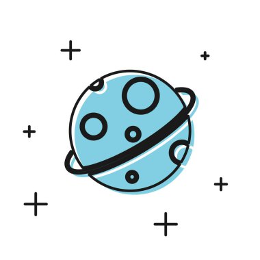 Siyah Gezegen simgesi beyaz arkaplanda izole edildi. Vektör İllüstrasyonu