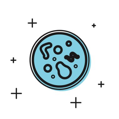 Siyah bakteri simgesi beyaz arka planda izole. Bakteriler ve mikroplar, mikroorganizma hastalığı neden, hücre kanseri, mikrop, virüs, mantar. Vektör Illustration