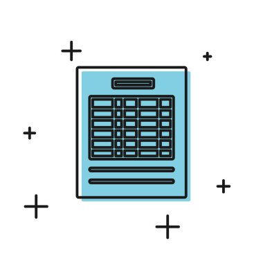 Siyah Rapor dosya simgesi beyaz arkaplanda izole edildi. Kontrol listesi simgesi. İş konsepti. Vektör İllüstrasyonu