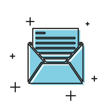 Beyaz arka planda yalıtılmış Black Mail ve e-posta simgesi. Zarf sembolü e-posta. E-posta ileti işareti. Vektör İllüstrasyonu