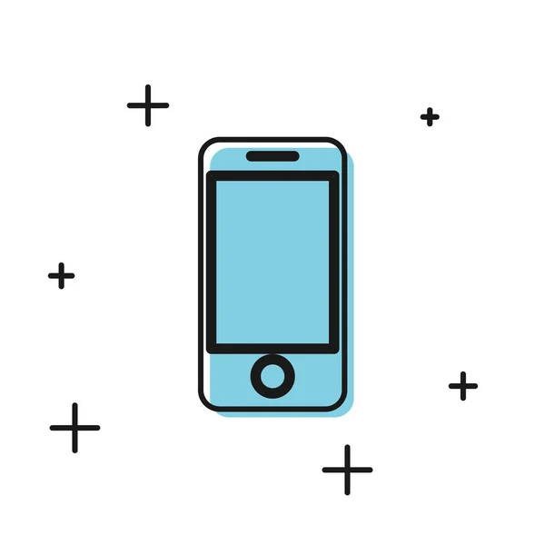Black Mobile смартфон с приложением отслеживания доставки значок изолирован на белом фоне. Отслеживание посылок. Векторная миграция — стоковый вектор