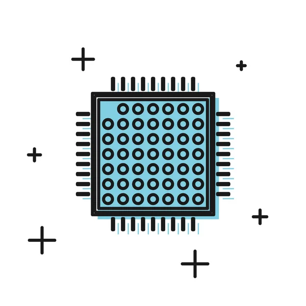 Fekete processzor ikon izolált fehér háttér. CPU, központi feldolgozóegység, microchip, mikroáramkör, számítógép processzor, chip. Vektoros illusztráció — Stock Vector