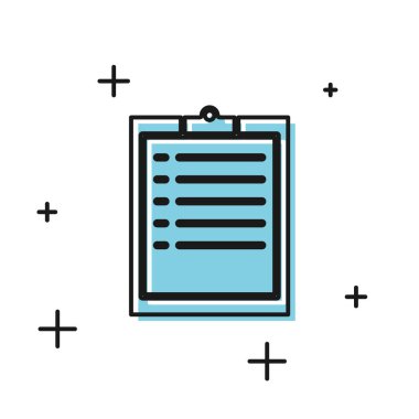 Beyaz arka planda yalıtılmış denetim listesi simgesine sahip Siyah Pano. Vektör İllüstrasyonu