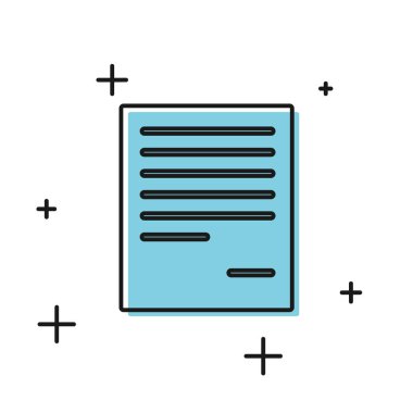 Beyaz arka planda yalıtılmış Siyah Belge simgesi. Dosya simgesi. Denetim listesi simgesi. İş konsepti. Vektör İllüstrasyonu