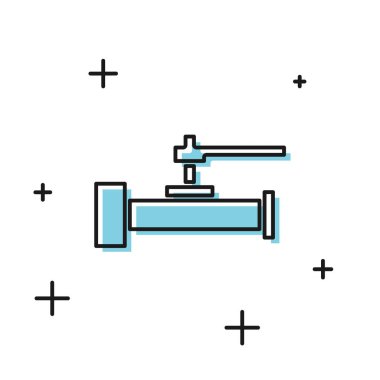 Siyah Endüstri metalik borular ve beyaz arka planda izole edilmiş kapakçık simgesi. Vektör İllüstrasyonu
