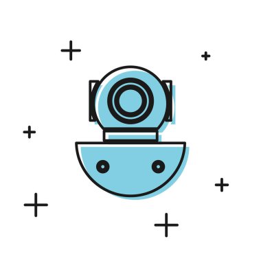 Siyah Aqualung simgesi beyaz arkaplanda izole edildi. Dalış kaskı. Su altı ekipmanları. Vektör İllüstrasyonu