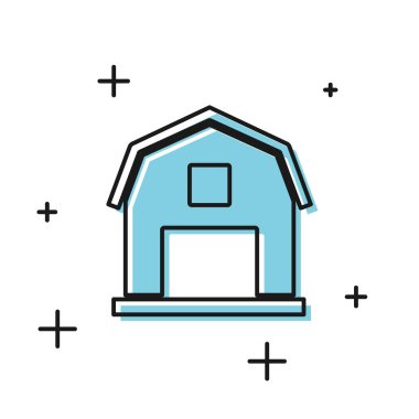 Siyah Çiftlik Evi kavram simgesi beyaz arka plan üzerinde izole. Rustik çiftlik arazisi. Vektör İllüstrasyonu